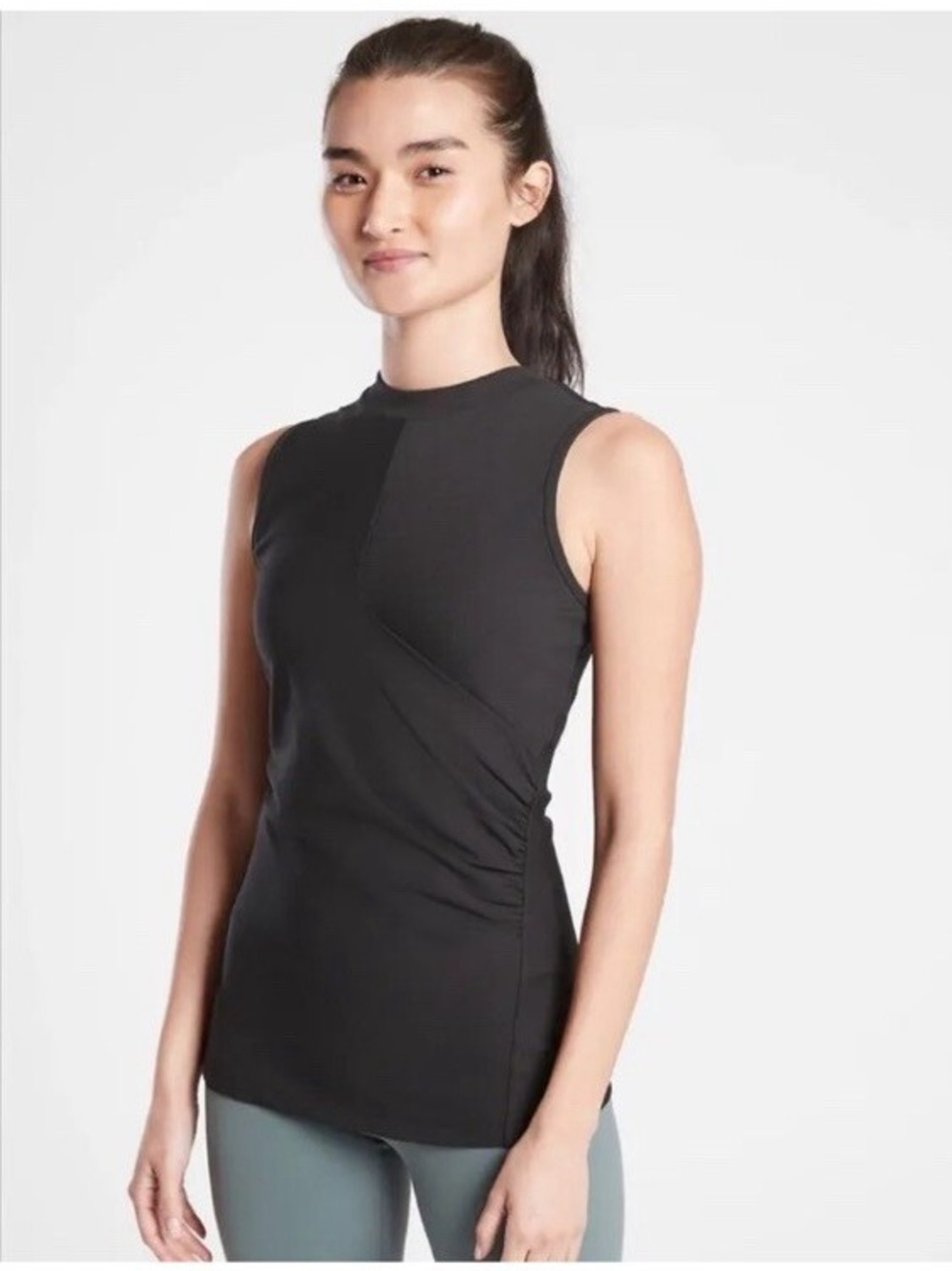 NWOT Athleta Bayview Black Sleeveless Mock-Neck Tank top S small